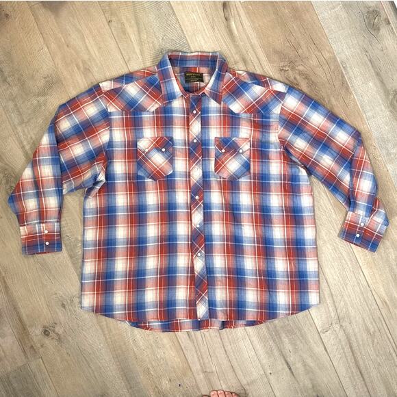Wrangler Other - Vintage Rustler by Wrangler Pearl Snap Long Sleeve Shirt Mens 2XL